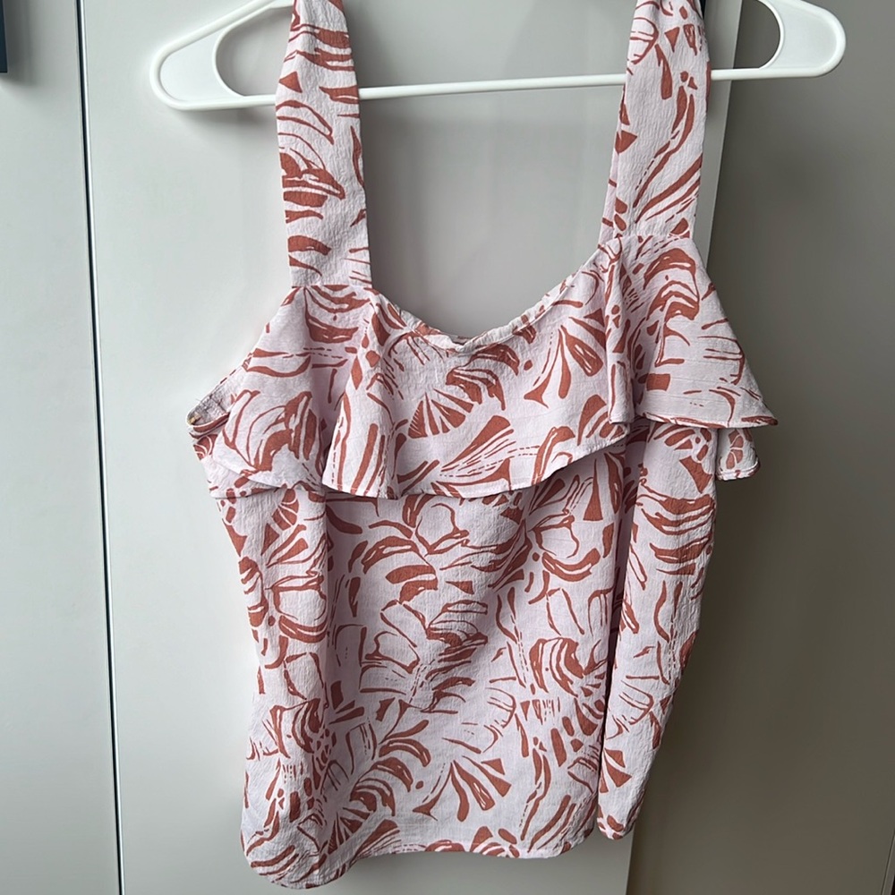Nine West tropical ruffle tank